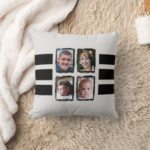 8 photo stripes black double sided cushion