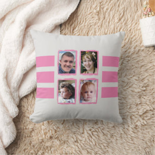 8 photo stripes pink double sided cushion