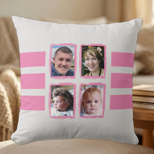 8 photo stripes pink double sided cushion