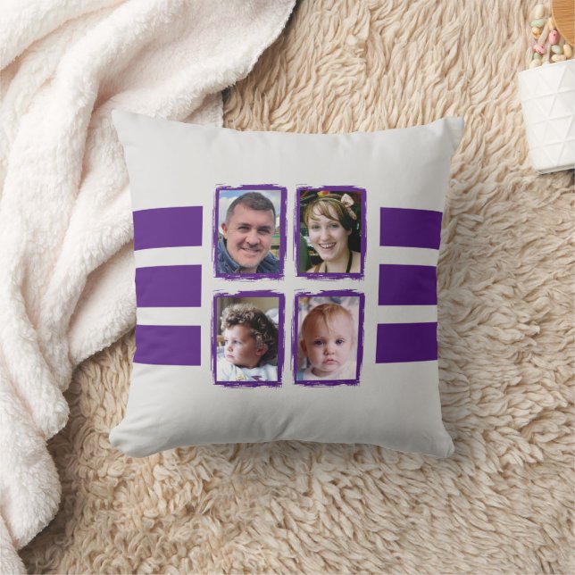 8 photo stripes purple double sided cushion (Blanket)