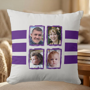 8 photo stripes purple double sided cushion