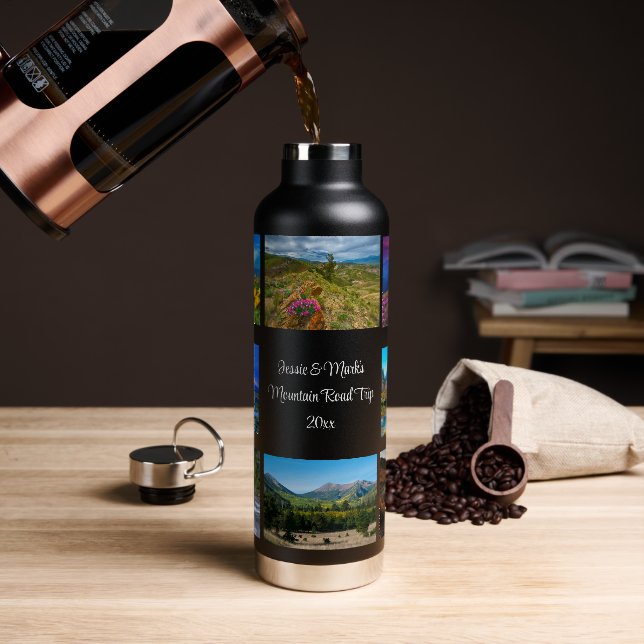 8 Photo Template Personalise Text Vacuum Sealed  Water Bottle (Coffee)