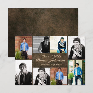 8 Photos Leather - 3x5 Graduation Announcement