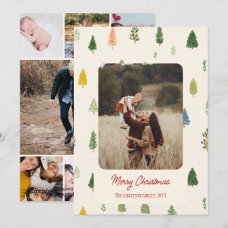 8 photos Merry Christmas trees Holiday Card