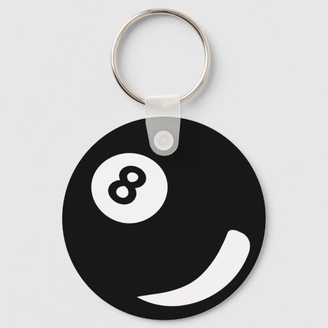 8 pool billiard ball black billiards key ring (Front)