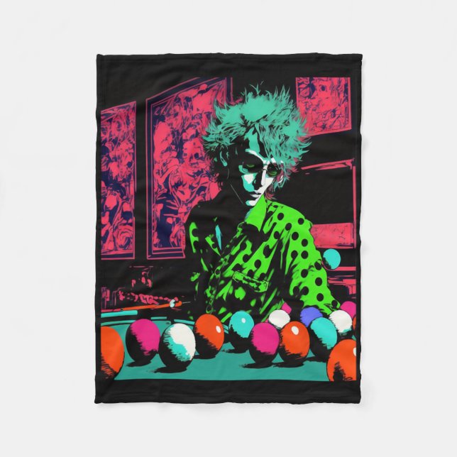8-pool Billiard Fans Retro Pop Art Style Billiards Fleece Blanket (Front)