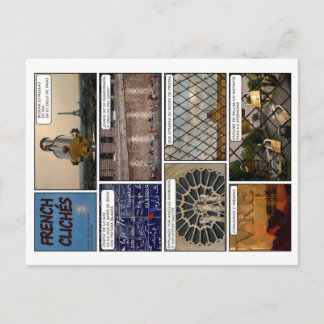 8 postales "French Clichés" con poema en Francés Postcard