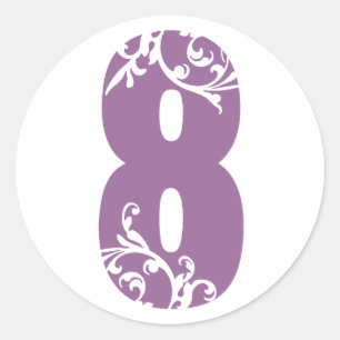 #8 Purple Floral Classic Round Sticker