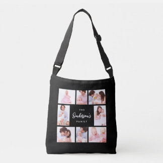 8 Sections Family Photo in Black Frame Crossbody Bag
