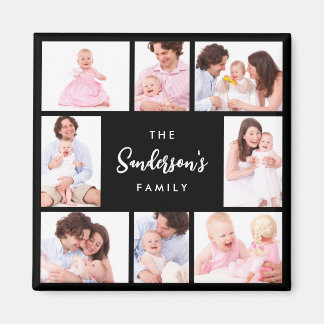 8 Sections Family Photo in Black Frame Magnet