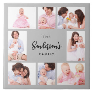 8 Sections Family Photo in Gray Frame Tile