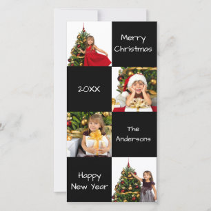8 Squares Black Modern - Christmas Photo Card