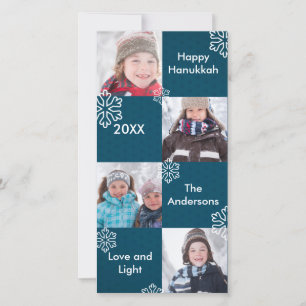8 Squares Blue Snow - Hanukkah Photo Card