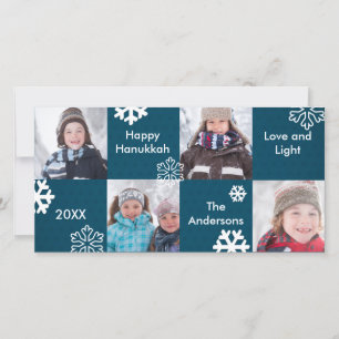 8 Squares Blue Snow - Hanukkah Photo Card
