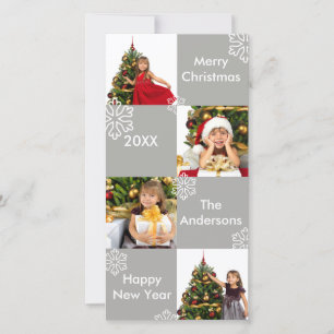 8 Squares Grey Snow - Christmas Photo Card