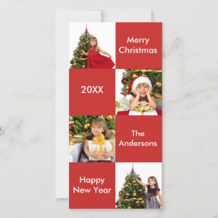 8 Squares Red - Christmas Photo Card