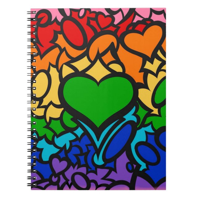 8-Sripe Rainbow Pride Squiggle Notebook (Front)