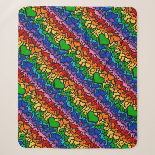 8-Sripe Rainbow Pride Squiggle Sherpa Blanket