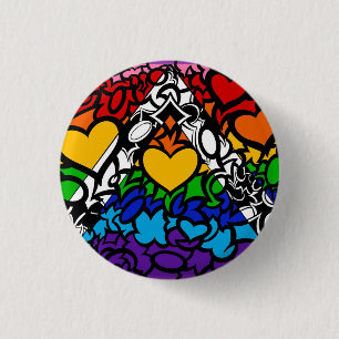 8-Sripe Rainbow Queer Ally Pride Squiggle 3 Cm Round Badge
