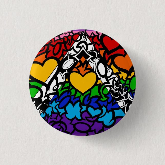 8-Sripe Rainbow Queer Ally Pride Squiggle 3 Cm Round Badge (Front)