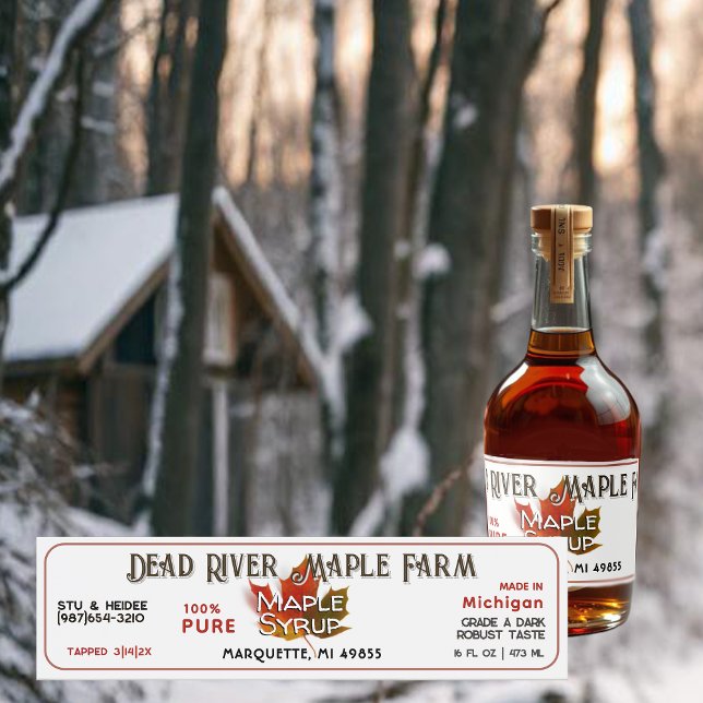 8" State Name Maple Syrup Label with date tapped (Creator Uploaded)