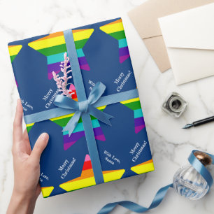 8 Stripes LGBT Pride Flag Stars LGBTQ Christmas Wrapping Paper