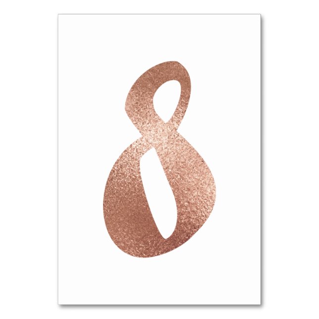 8 Table  Number White Metallic Pink Rose Gold (Front)