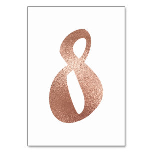 8 Table  Number White Metallic Pink Rose Gold Table Number