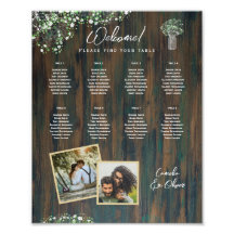 8 Table Rustic Wood Gypsophila PHOTO SEATING