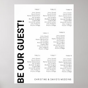 8 table Simple White Wedding seating chart