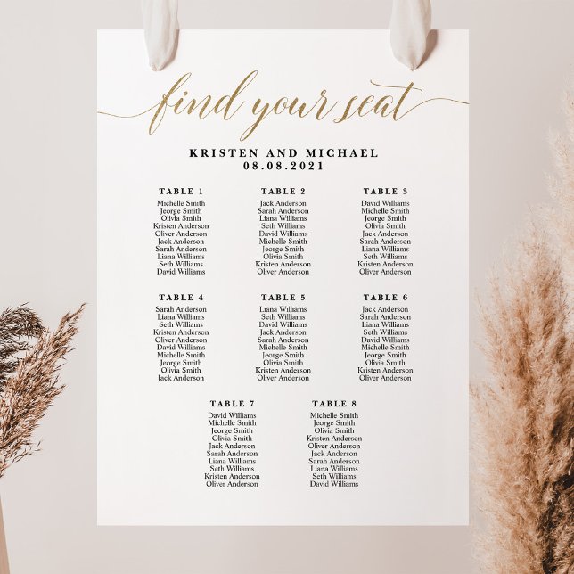 8 Tables 80 Guests Find Your Seat Seating Chart (Creator Uploaded)