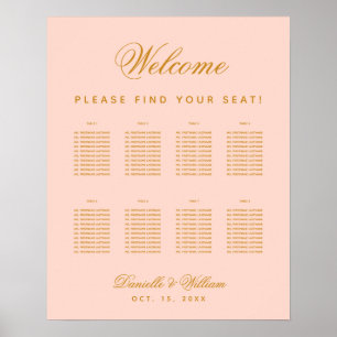 8 Tables Blush Wedding Simple Pink Seating Chart