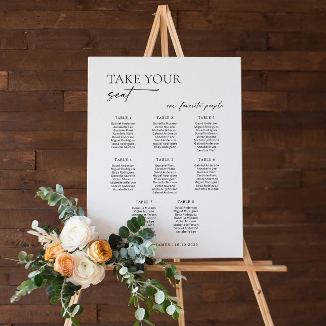 8 Tables Modern Welcome Seating Chart Poster (8 Tables Modern Welcome Seating Chart)