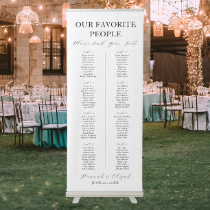 8 Tables Wedding Seating Chart 80 Guests Vertical Retractable Banner