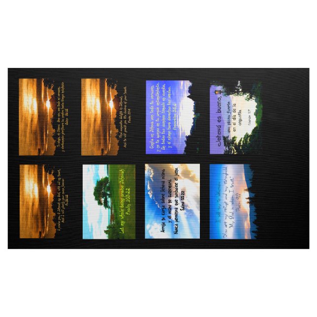 8 tiles of pictures with scriptures in each yard fabric (Yard)