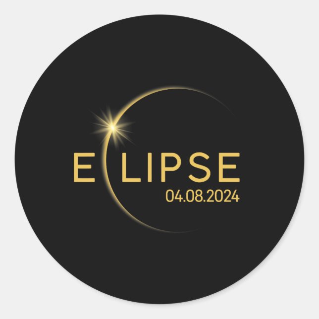 8 Total Solar Eclipse 2024  Classic Round Sticker (Front)