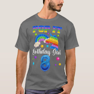 8 Unicorn Birthday For Girls, Pop It 8th Birthday T-Shirt