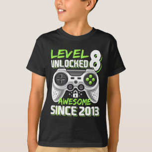 8 Unlocked Awesome 2013 Video Game 8th Birthday Gi T-Shirt