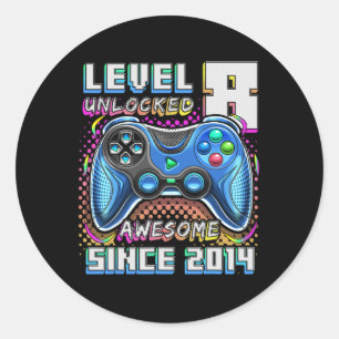 8 Unlocked Awesome 2014 Video Game 8th Birthday Bo Classic Round Sticker