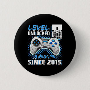 8 Unlocked Awesome 2015 Video Game 8th Birthday Bo 6 Cm Round Badge