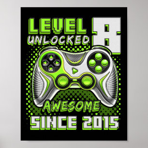 8 Unlocked Awesome 2015 Video Game 8th Birthday Bo Poster