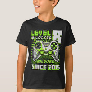 8 Unlocked Awesome 2015 Video Game 8th Birthday Bo T-Shirt