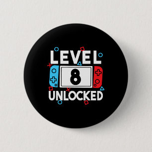 8 Unlocked Gamer 8th Birthday Video Game Boys 1  6 Cm Round Badge