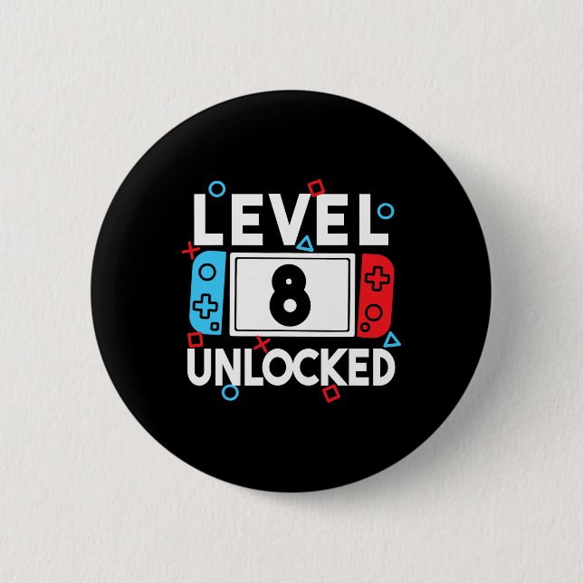 8 Unlocked Gamer 8th Birthday Video Game Boys 1  6 Cm Round Badge (Front)