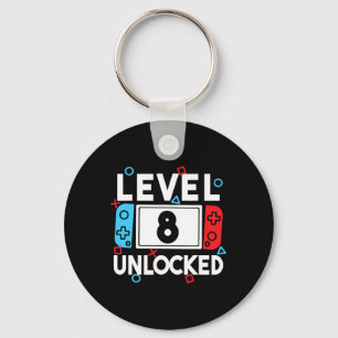 8 Unlocked Gamer 8th Birthday Video Game Boys 1 Key Ring