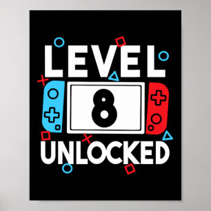 8 Unlocked Gamer 8th Birthday Video Game Boys 1  Poster