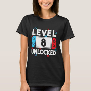 8 Unlocked Gamer 8th Birthday Video Game Boys 1  T-Shirt