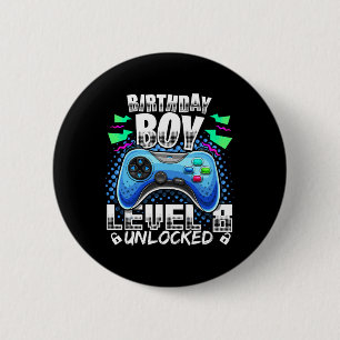 8 Unlocked Video Game 8th Birthday Gamer Gift Boys 6 Cm Round Badge