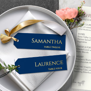 8 Wedding Guest Dark Blue Name Tags Foil Holiday Card