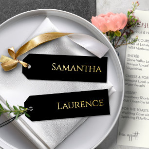 8 Wedding Guest Gold Foil On Black Name Tags Holiday Card